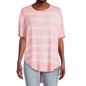 Time and Tru Women's Crewneck Solid & Tie-Dye Tunic Tee Size S (4-6) Dusty Rose